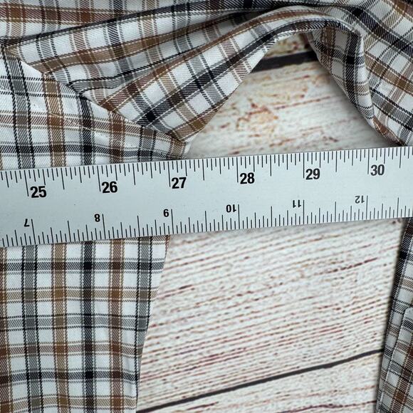 Peter Millar Plaid Button Down Shirt Men's Size XL White/Black/Beige - Picture 10 of 11